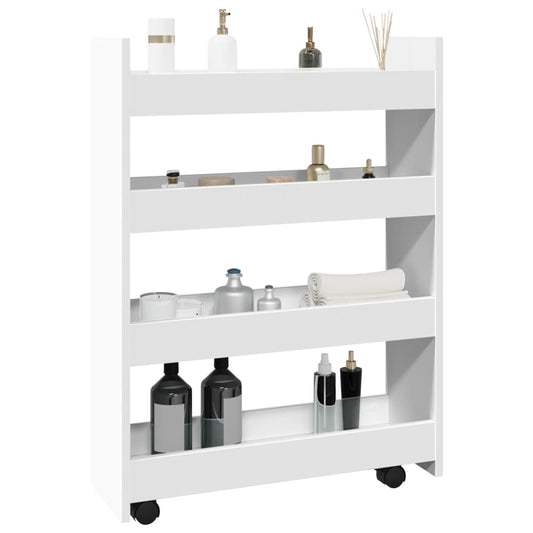 Carrello Portaoggetti Stretto a 4 Livelli in Truciolato - homemem39