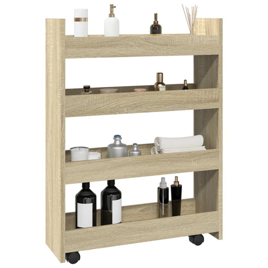 Carrello Stretto a 4 Livelli Rovere Sonoma in Truciolato - homemem39