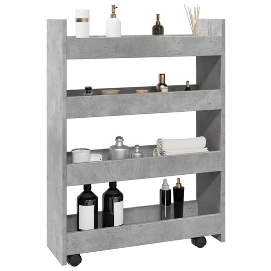 Carrello Stretto a 4 Livelli Grigio Cemento in Truciolato - homemem39