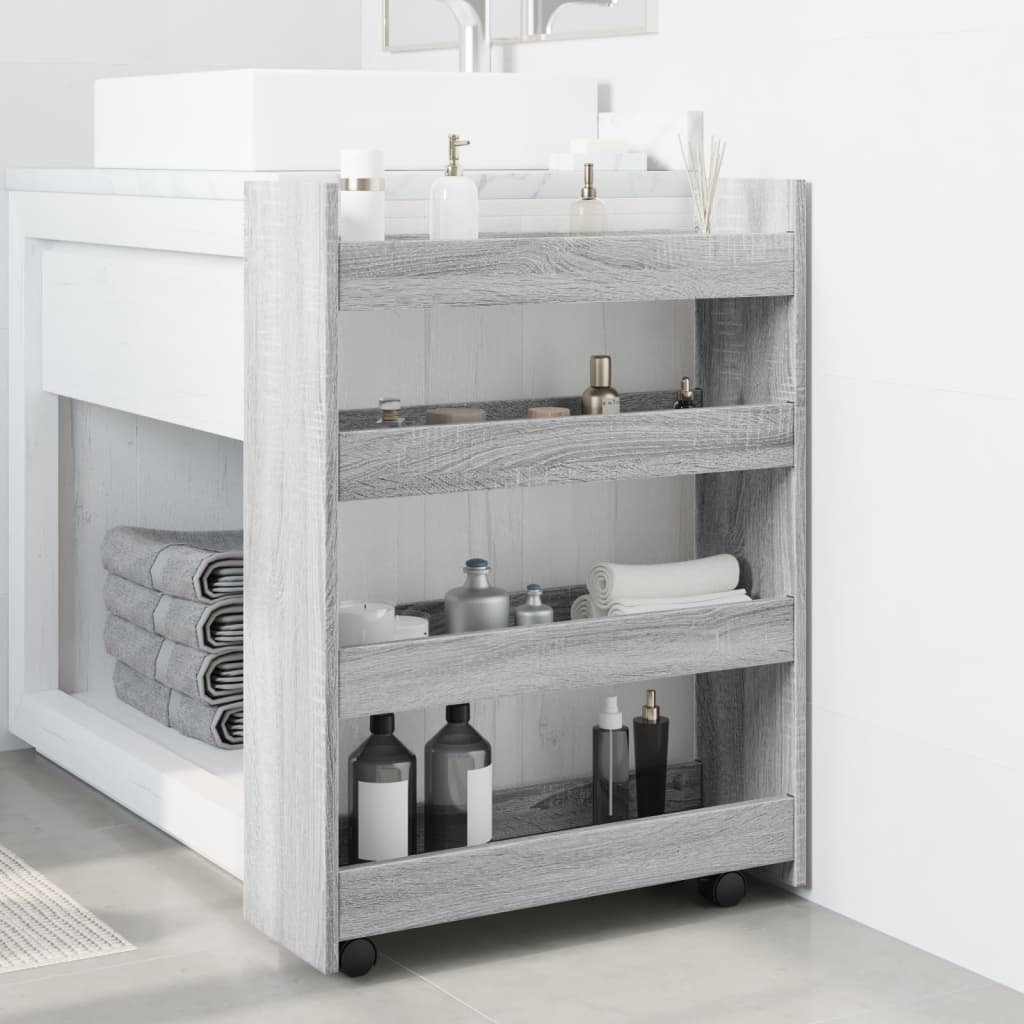 Carrello Stretto a 4 Livelli Grigio Sonoma in Truciolato - homemem39