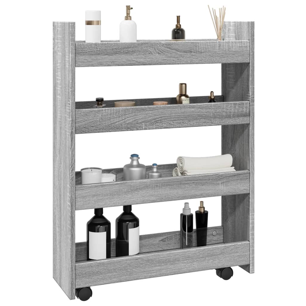 Carrello Stretto a 4 Livelli Grigio Sonoma in Truciolato - homemem39