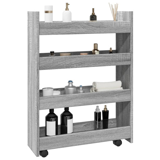 Carrello Stretto a 4 Livelli Grigio Sonoma in Truciolato - homemem39