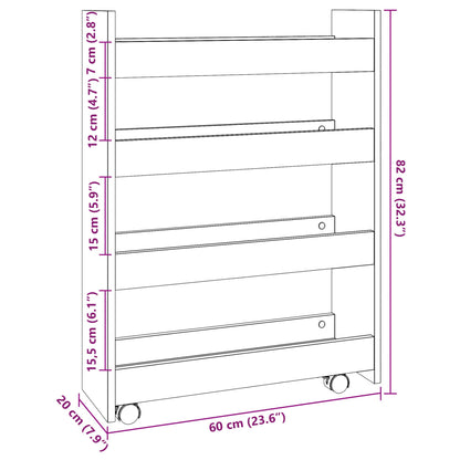 Carrello Stretto a 4 Livelli Legno Antico in Truciolato - homemem39