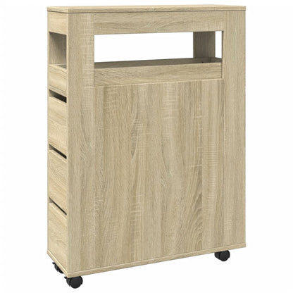 Mobile da Bagno Stretto con Ruote Rovere Sonoma in Truciolato | homemem39