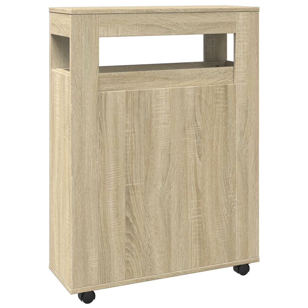 Mobile da Bagno Stretto con Ruote Rovere Sonoma in Truciolato | homemem39