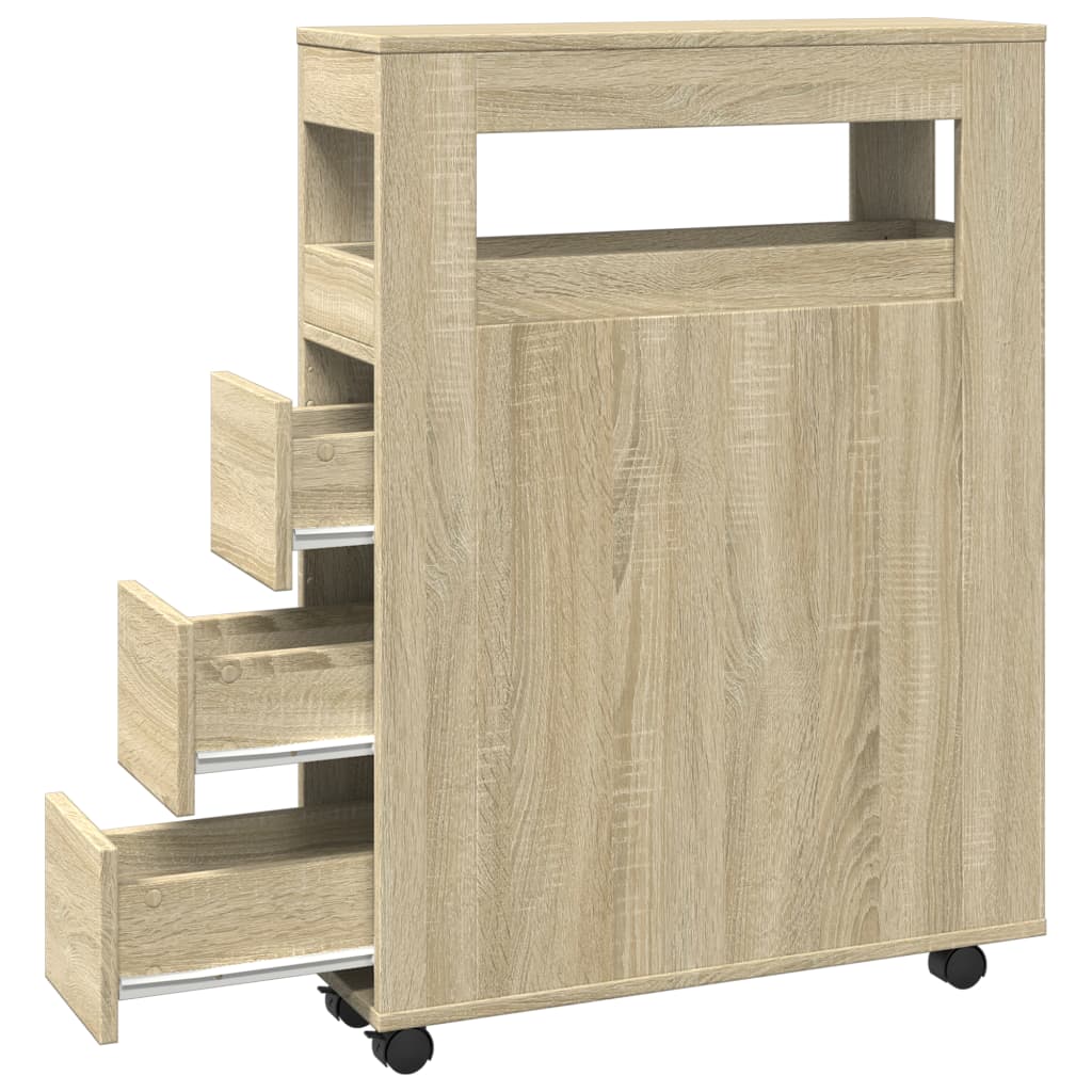 Mobile da Bagno Stretto con Ruote Rovere Sonoma in Truciolato | homemem39