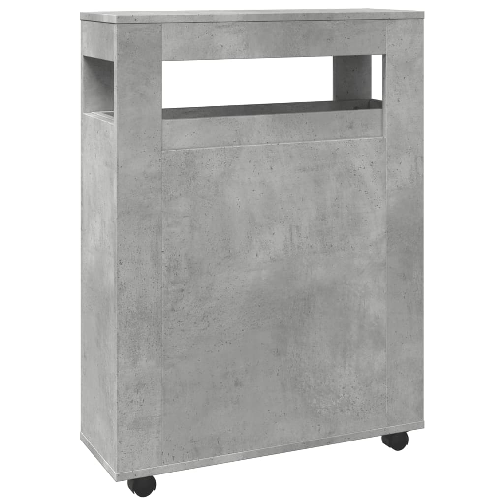 Mobile da Bagno Stretto con Ruote Grigio Cemento in Truciolato | homemem39