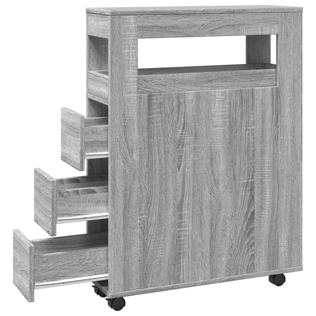 Mobile da Bagno Stretto con Ruote Grigio Sonoma in Truciolato | homemem39