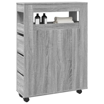 Mobile da Bagno Stretto con Ruote Grigio Sonoma in Truciolato | homemem39