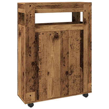 Mobile da Bagno Stretto con Ruote Legno Vecchio in Truciolato | homemem39