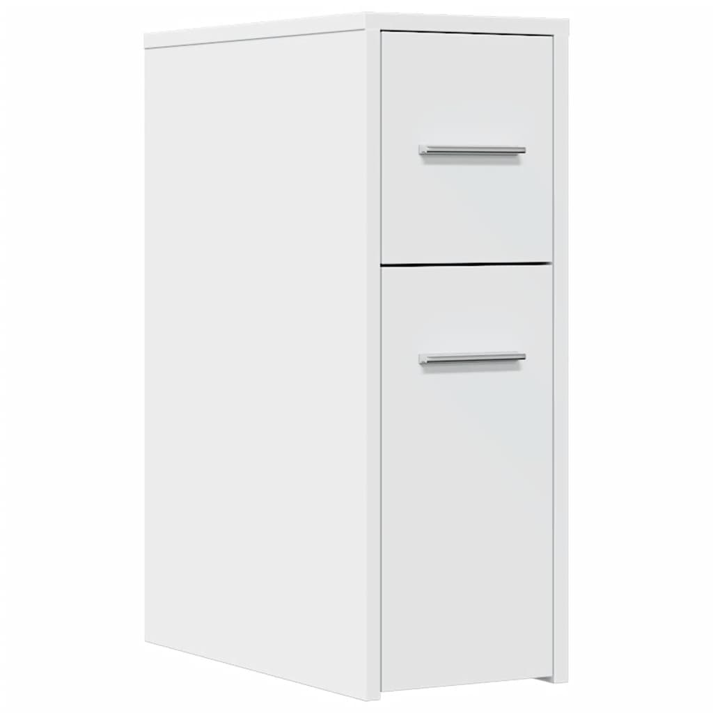 Armadietto da Bagno Stretto con Ruote Bianco in Truciolato | homemem39