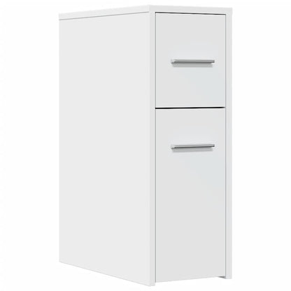 Armadietto da Bagno Stretto con Ruote Bianco in Truciolato | homemem39