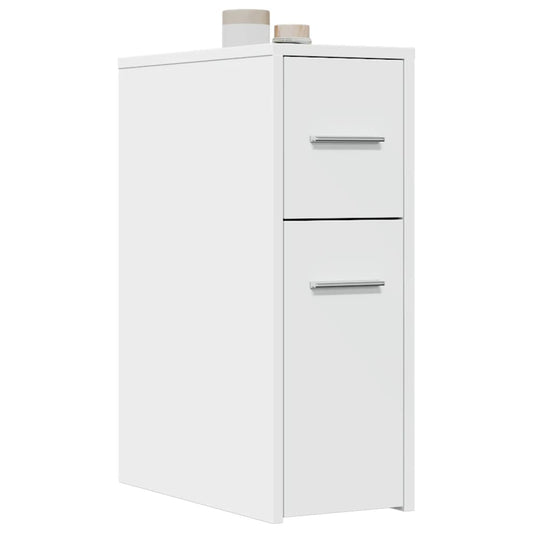 Armadietto da Bagno Stretto con Ruote Bianco in Truciolato | homemem39