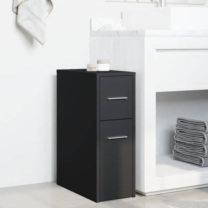 Armadietto da Bagno Stretto con Ruote Nero in Truciolato | homemem39