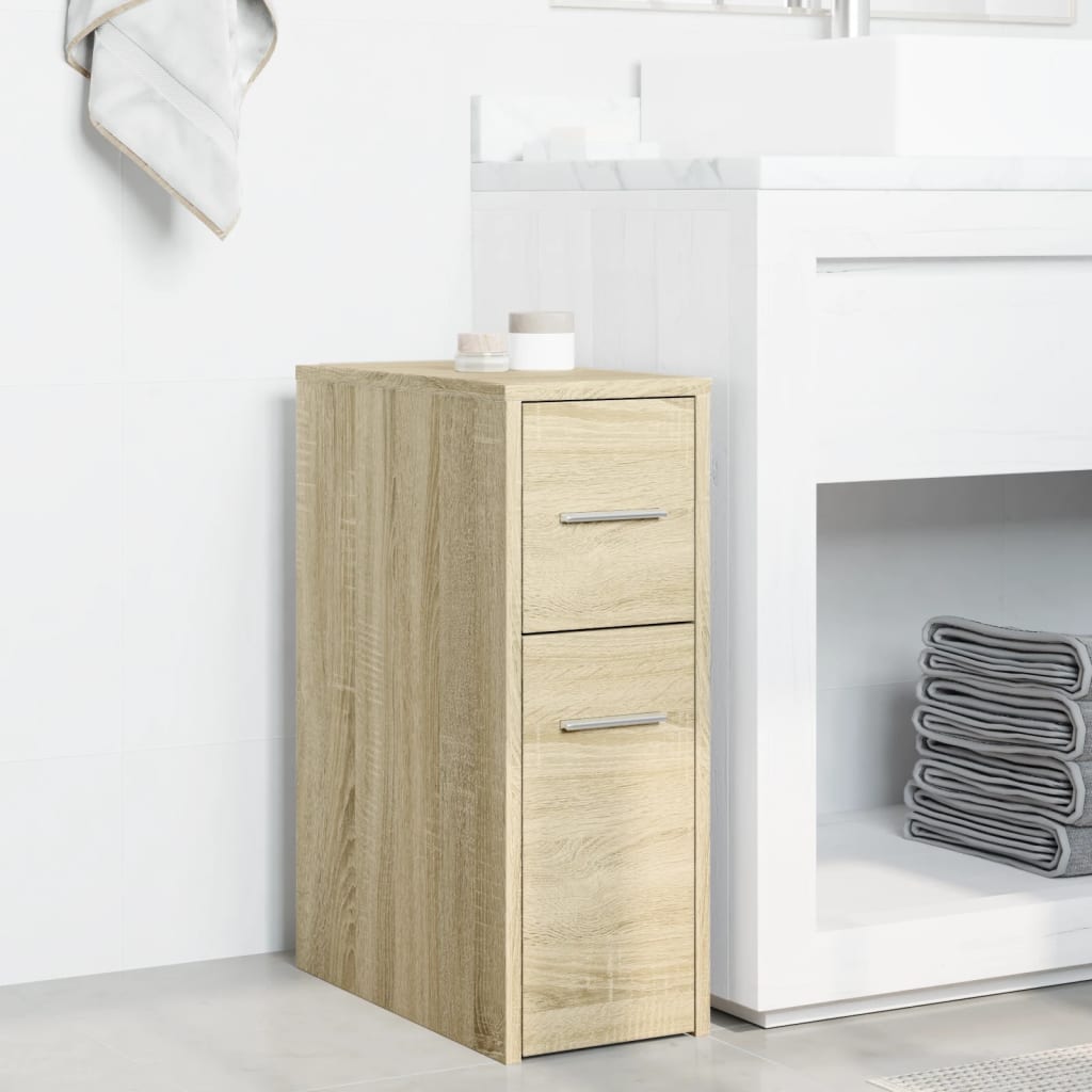 Armadietto da Bagno Stretto con Ruote Rovere Sonoma Truciolato | homemem39
