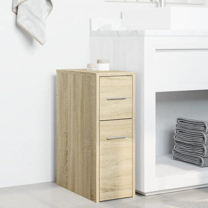 Armadietto da Bagno Stretto con Ruote Rovere Sonoma Truciolato | homemem39