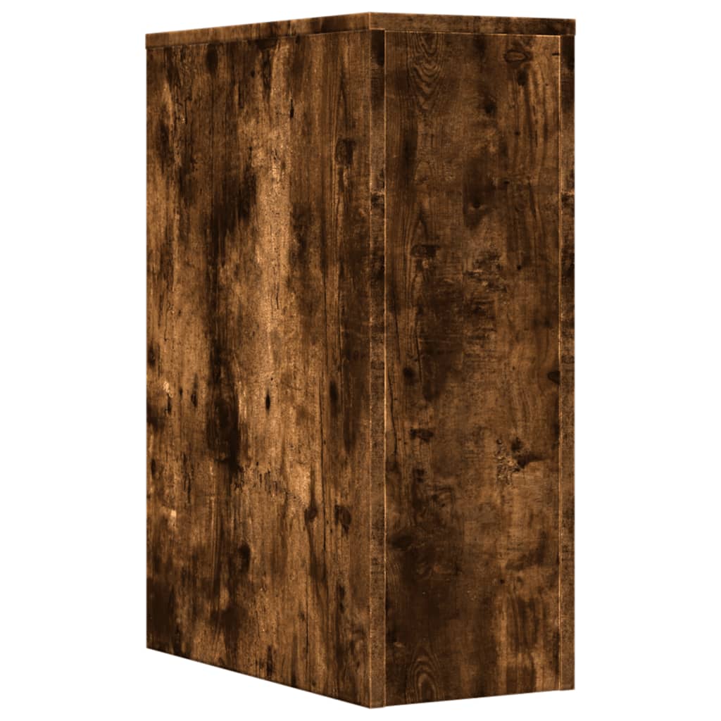 Armadietto da Bagno Stretto con Ruote Rovere Fumo in Truciolato | homemem39