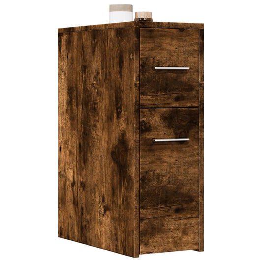 Armadietto da Bagno Stretto con Ruote Rovere Fumo in Truciolato | homemem39