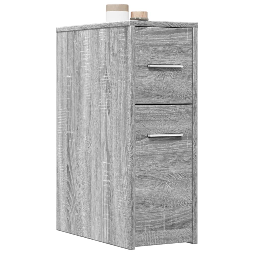 Armadietto da Bagno Stretto con Ruote Grigio Sonoma Truciolato | homemem39