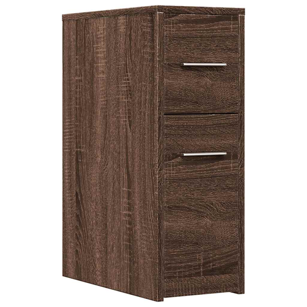 Armadietto da Bagno Stretto con Ruote Rovere Marrone Truciolato | homemem39