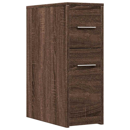 Armadietto da Bagno Stretto con Ruote Rovere Marrone Truciolato | homemem39
