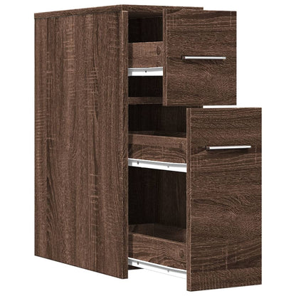 Armadietto da Bagno Stretto con Ruote Rovere Marrone Truciolato | homemem39