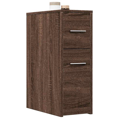 Armadietto da Bagno Stretto con Ruote Rovere Marrone Truciolato | homemem39
