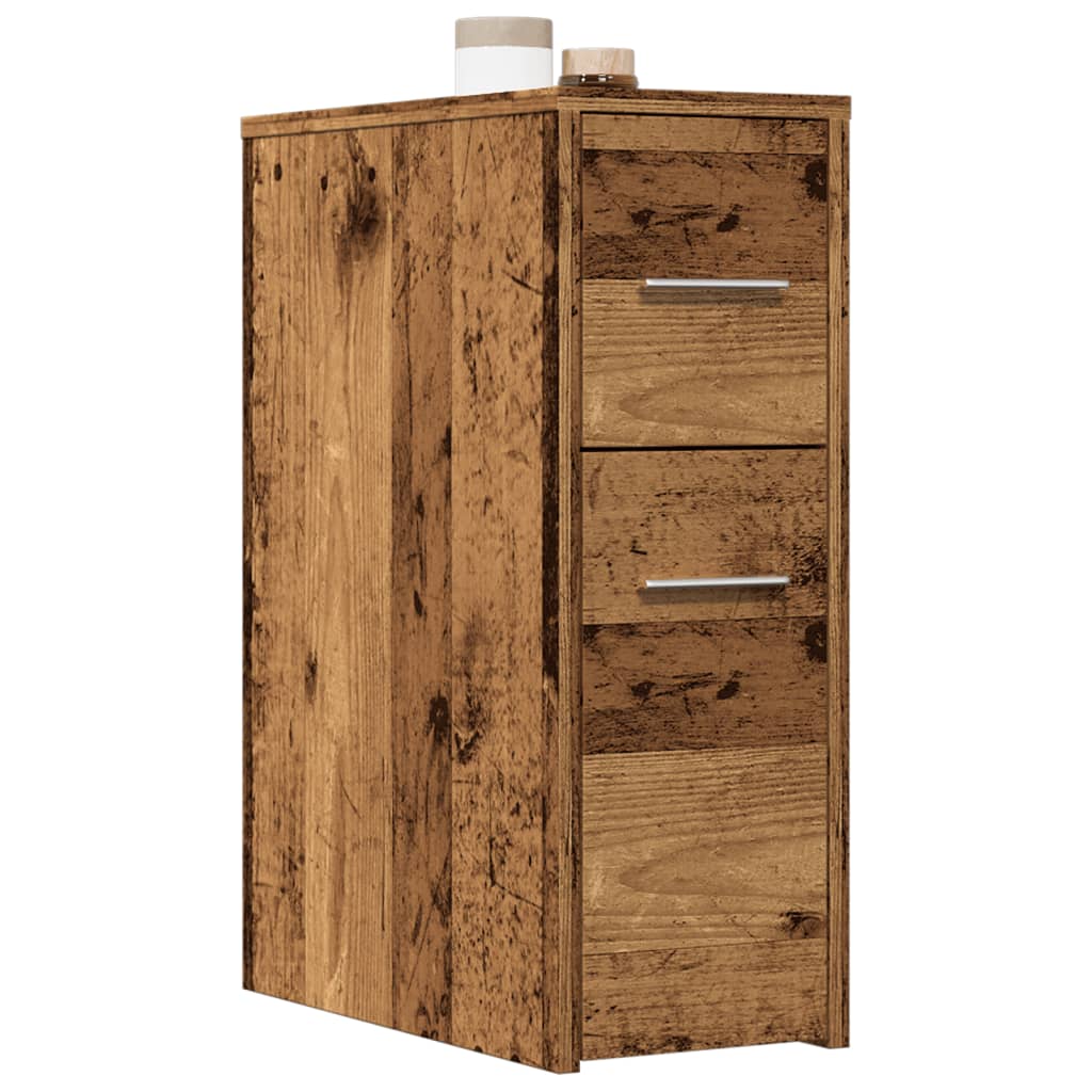 Armadietto da Bagno Stretto con Ruote Rovere Antico Truciolato | homemem39