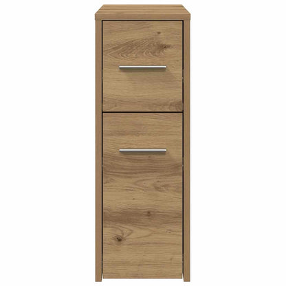 Mobile da Bagno Stretto con Ruote Rovere Artigianale Truciolato | homemem39