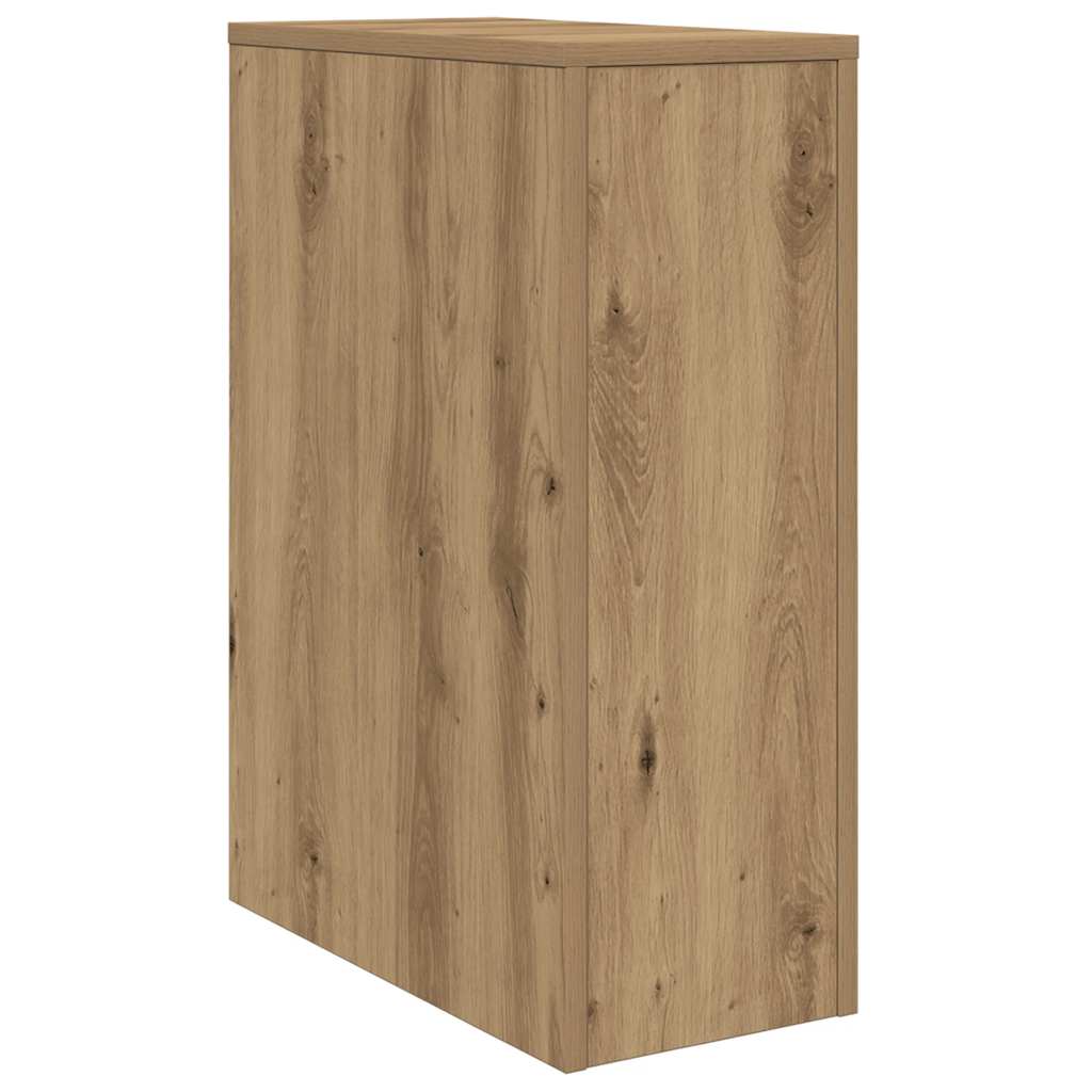 Mobile da Bagno Stretto con Ruote Rovere Artigianale Truciolato | homemem39