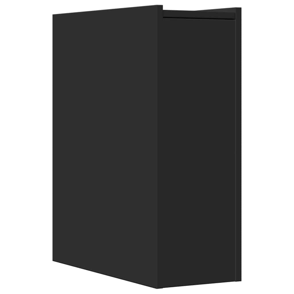 Armadietto da Bagno Stretto con Ruote Nero in Truciolato | homemem39