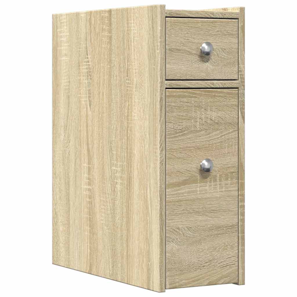 Armadietto da Bagno Stretto con Ruote Rovere Sonoma Truciolato | homemem39