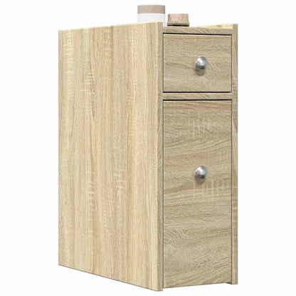 Armadietto da Bagno Stretto con Ruote Rovere Sonoma Truciolato | homemem39