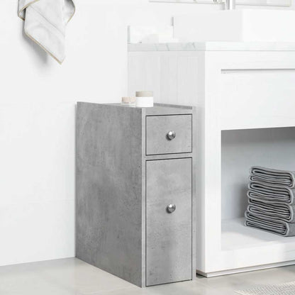 Armadietto da Bagno Stretto con Ruote Grigio Cemento Truciolato | homemem39