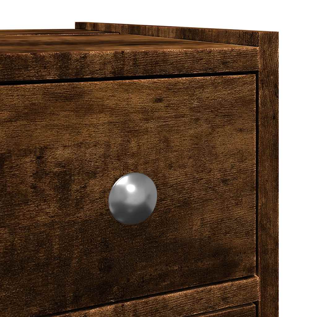 Armadietto da Bagno Stretto con Ruote Rovere Fumo in Truciolato | homemem39