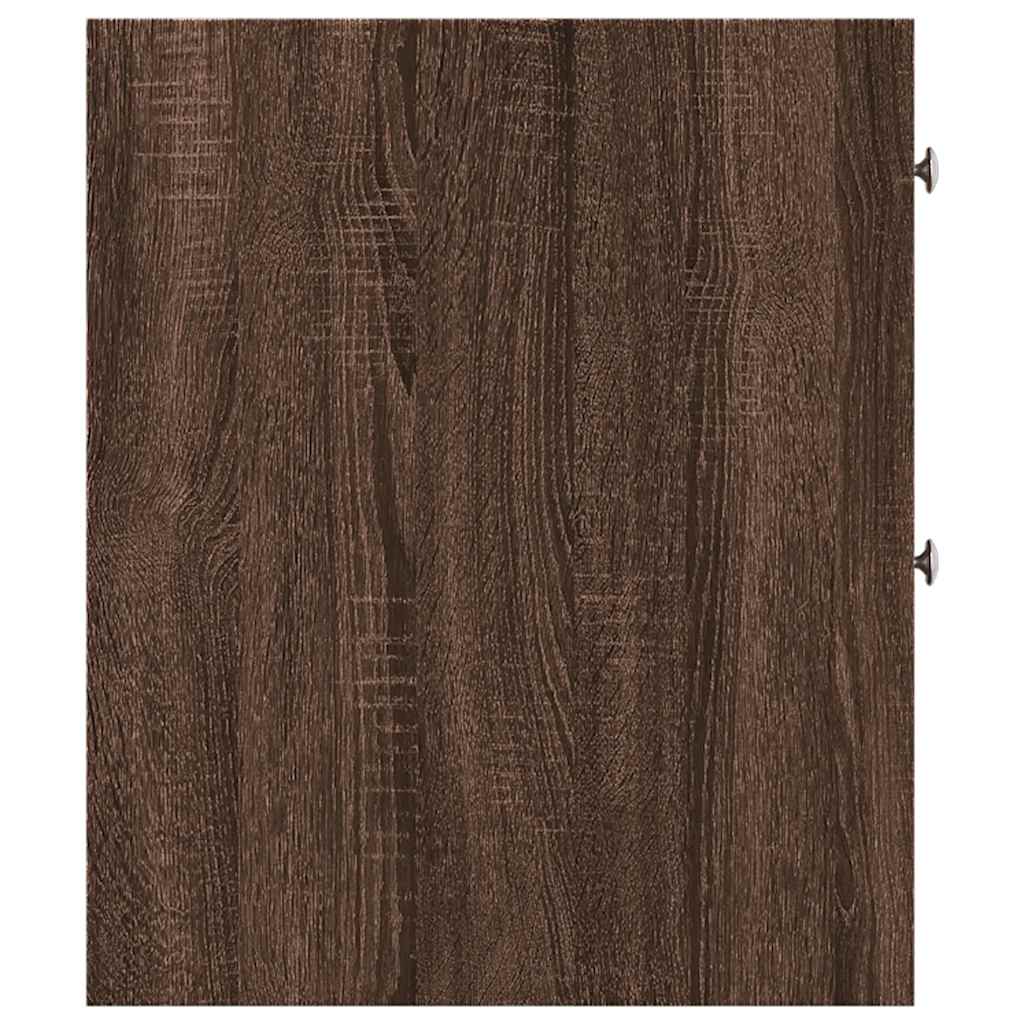 Armadietto da Bagno Stretto con Ruote Rovere Marrone Truciolato