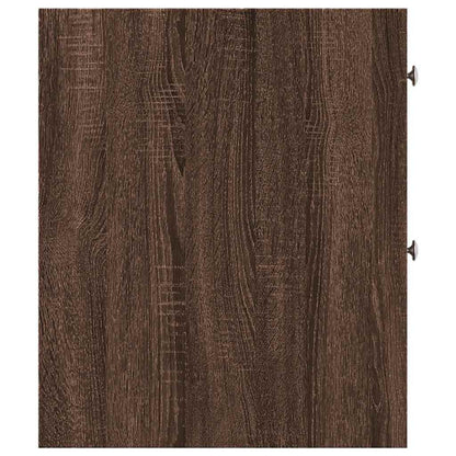 Armadietto da Bagno Stretto con Ruote Rovere Marrone Truciolato