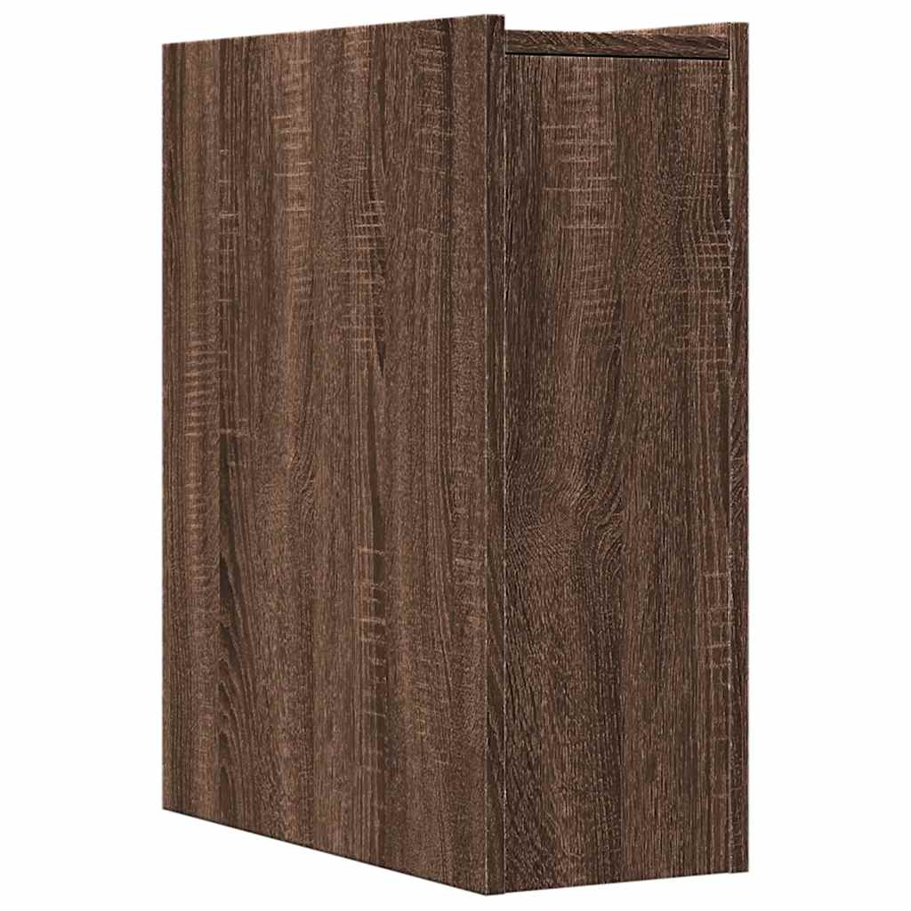 Armadietto da Bagno Stretto con Ruote Rovere Marrone Truciolato | homemem39
