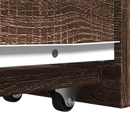 Armadietto da Bagno Stretto con Ruote Rovere Marrone Truciolato | homemem39