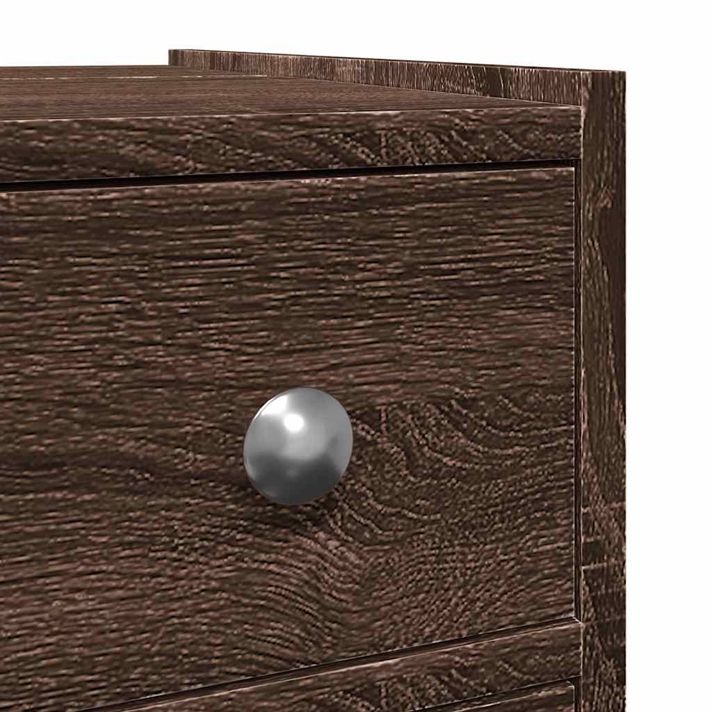 Armadietto da Bagno Stretto con Ruote Rovere Marrone Truciolato | homemem39