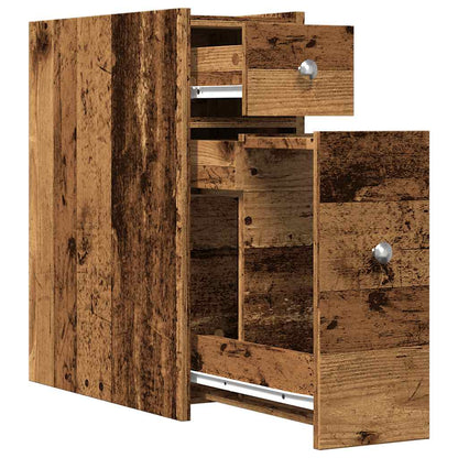 Armadietto da Bagno Stretto con Ruote Rovere Antico Truciolato | homemem39