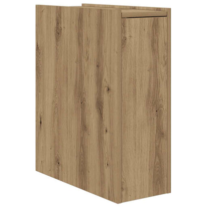Mobile da Bagno Stretto con Ruote Rovere Artigianale Truciolato | homemem39
