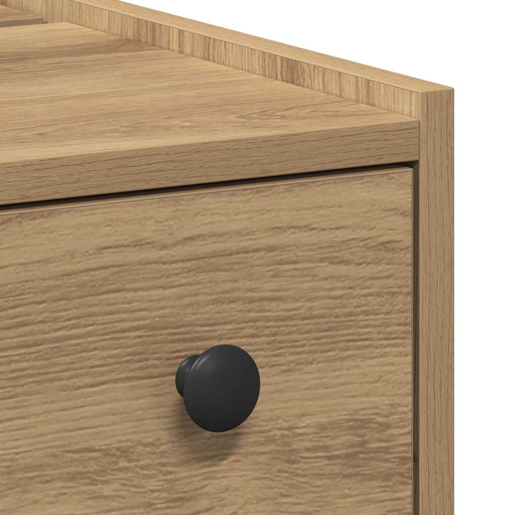 Mobile da Bagno Stretto con Ruote Rovere Artigianale Truciolato | homemem39