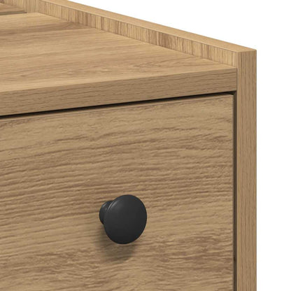 Mobile da Bagno Stretto con Ruote Rovere Artigianale Truciolato | homemem39