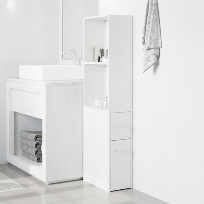 Armadietto da Bagno Stretto con Ruote Bianco in Truciolato | homemem39