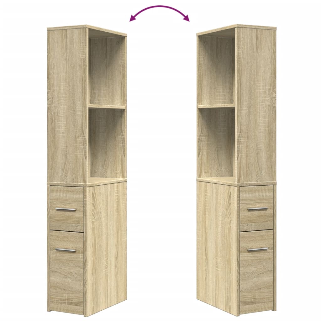 Armadietto da Bagno Stretto con Ruote Rovere Sonoma Truciolato | homemem39