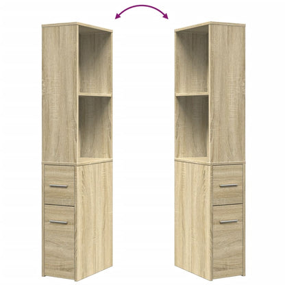 Armadietto da Bagno Stretto con Ruote Rovere Sonoma Truciolato | homemem39