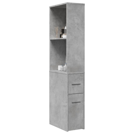 Armadietto da Bagno Stretto con Ruote Grigio Cemento Truciolato | homemem39