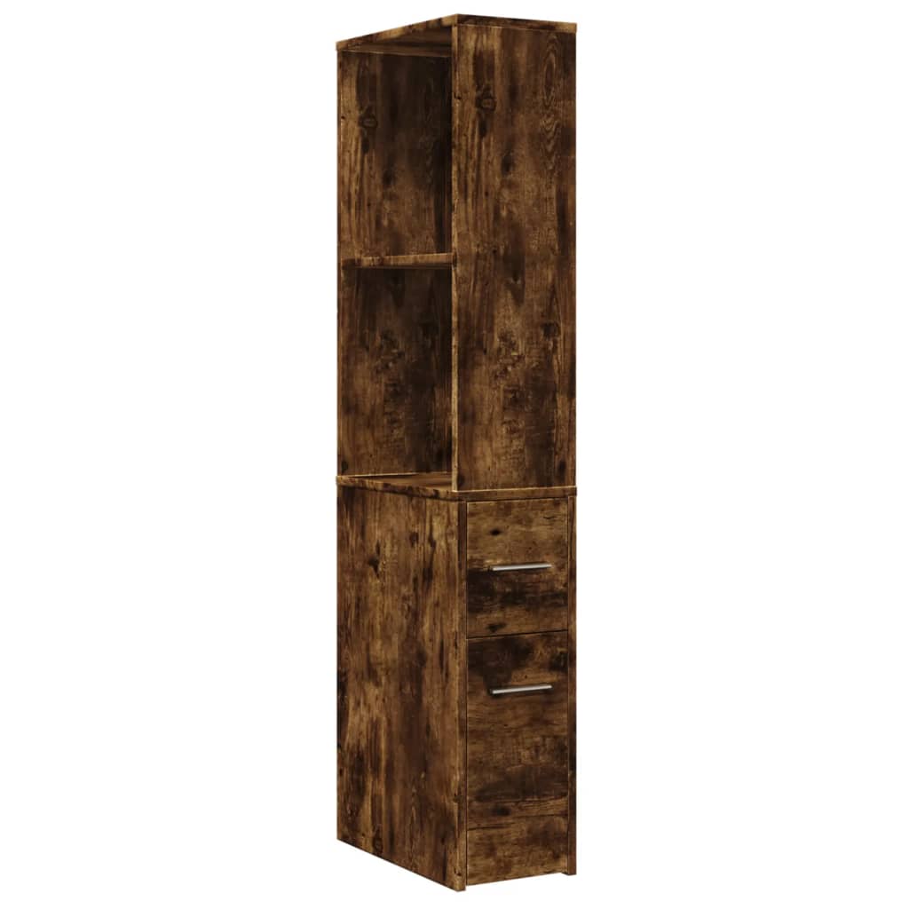Armadietto da Bagno Stretto con Ruote Rovere Fumo in Truciolato | homemem39