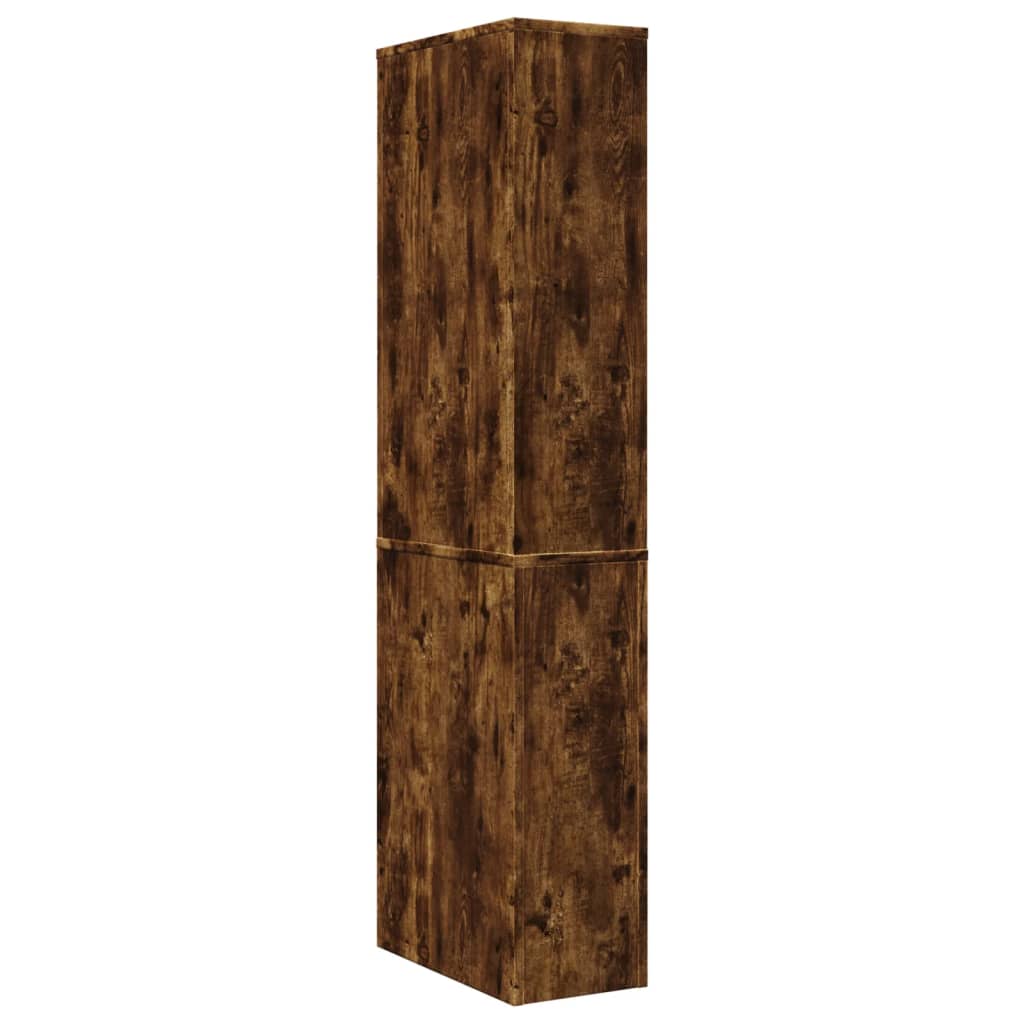 Armadietto da Bagno Stretto con Ruote Rovere Fumo in Truciolato | homemem39
